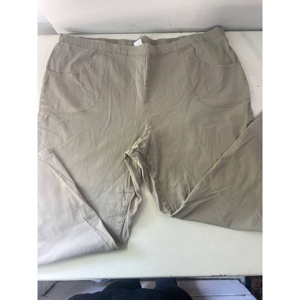 Just My Size Womens 4X Khaki Tan Stretch Cotton Summer Straight Leg Pants 26W 28